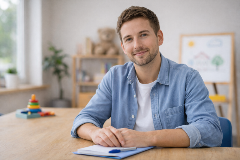 Logopedist van Logopedie Centrum Nederland begeleidt een kind tijdens een rustig moment van taalontwikkeling