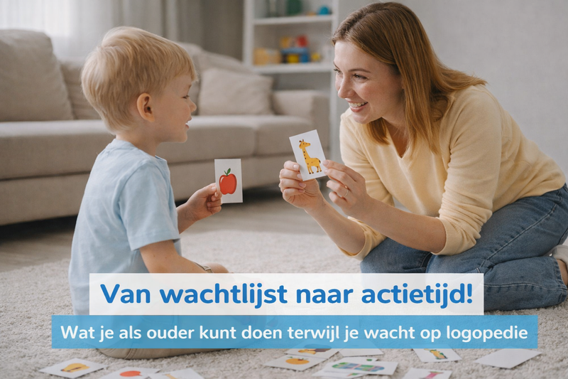 Ouder ondersteunt kind bij taalontwikkeling tijdens wachtlijst logopedie in Nederland